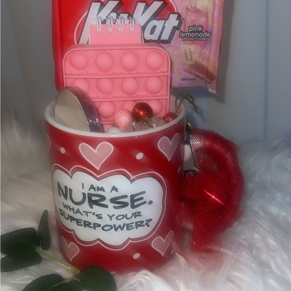 Nurse Superpower Mug with Pink Valentines Inspired Accessories & self-care Produ